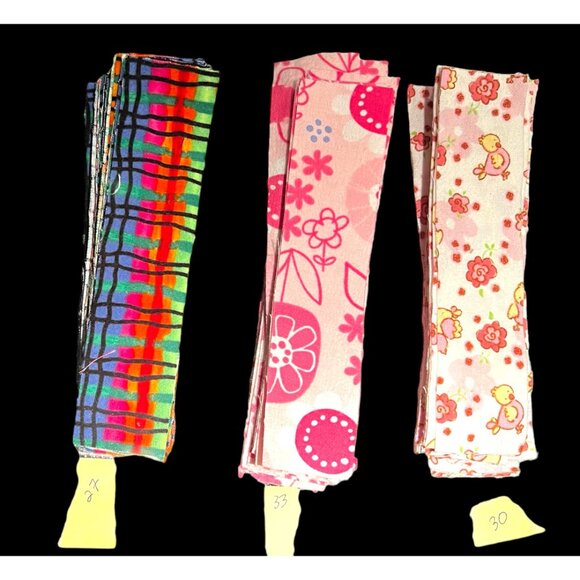 Lot of 289 Flannel Quilt Strips 1.5” x 6.5” Cherries Polka Dots Floral - Picture 3 of 10